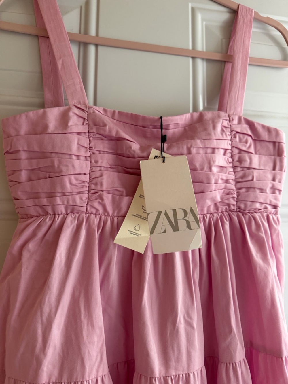 Zara Pink Maxi Dress with Ruched Bodice